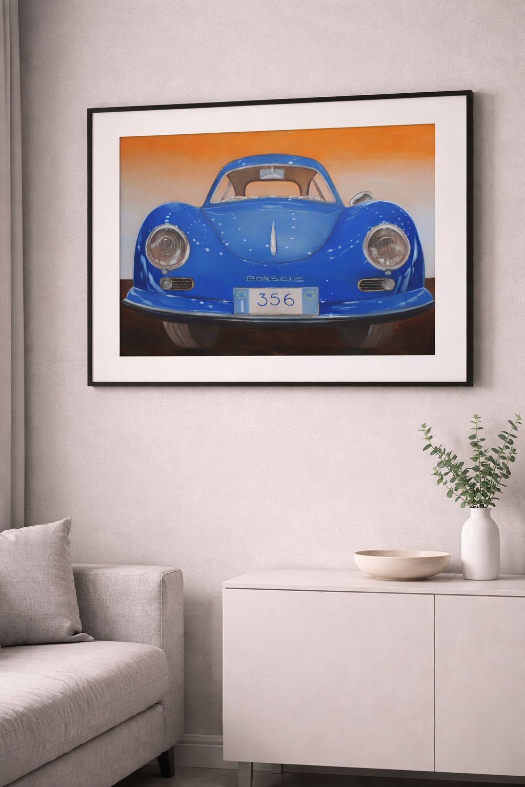 Porsche 356 TEAL AND ORANGE print