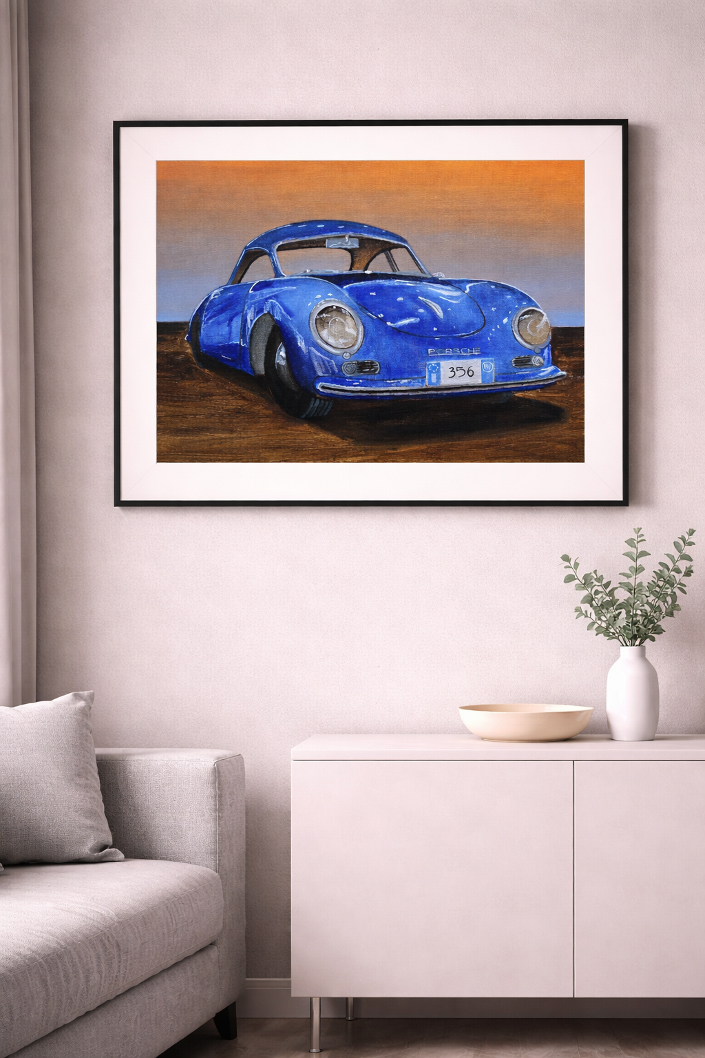 Porsche 356 Side view - BLUE